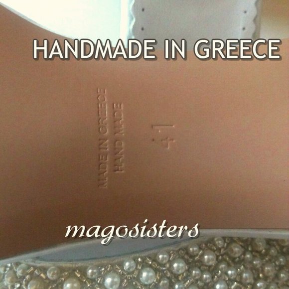 Handmade Ivory Beaded Block Heel Wedding Sandals - Picture 6 of 7